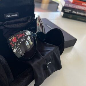 Dolce & Gabbana Black Sunglasses with Red and Gold Details